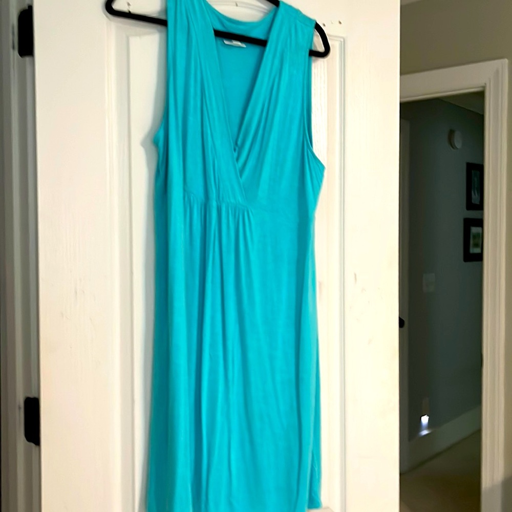 JJill blue v neck empire waist sleeveless dress